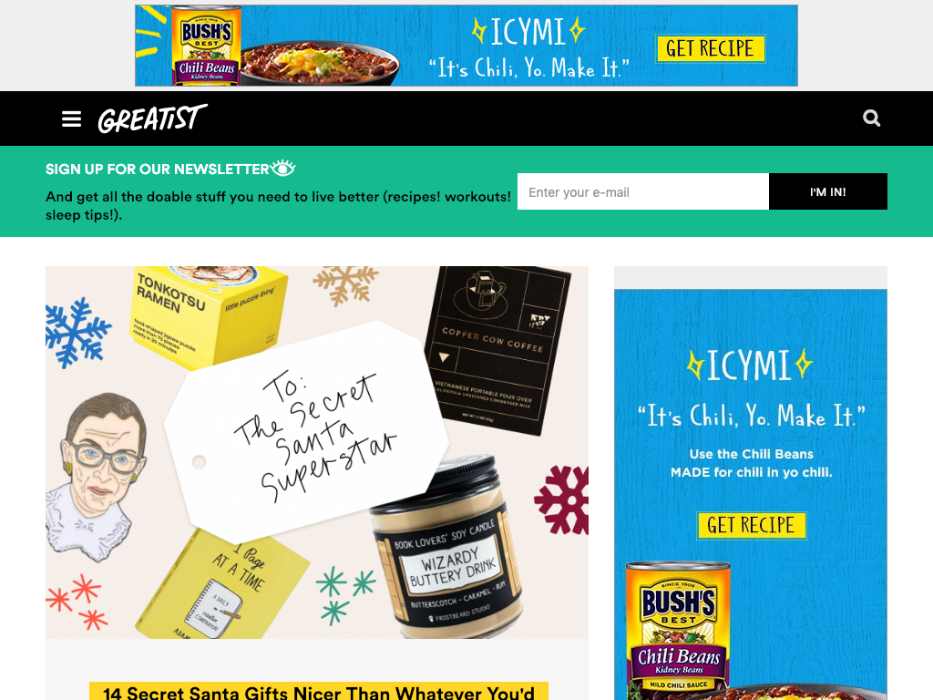 screenshot of the Greatist project